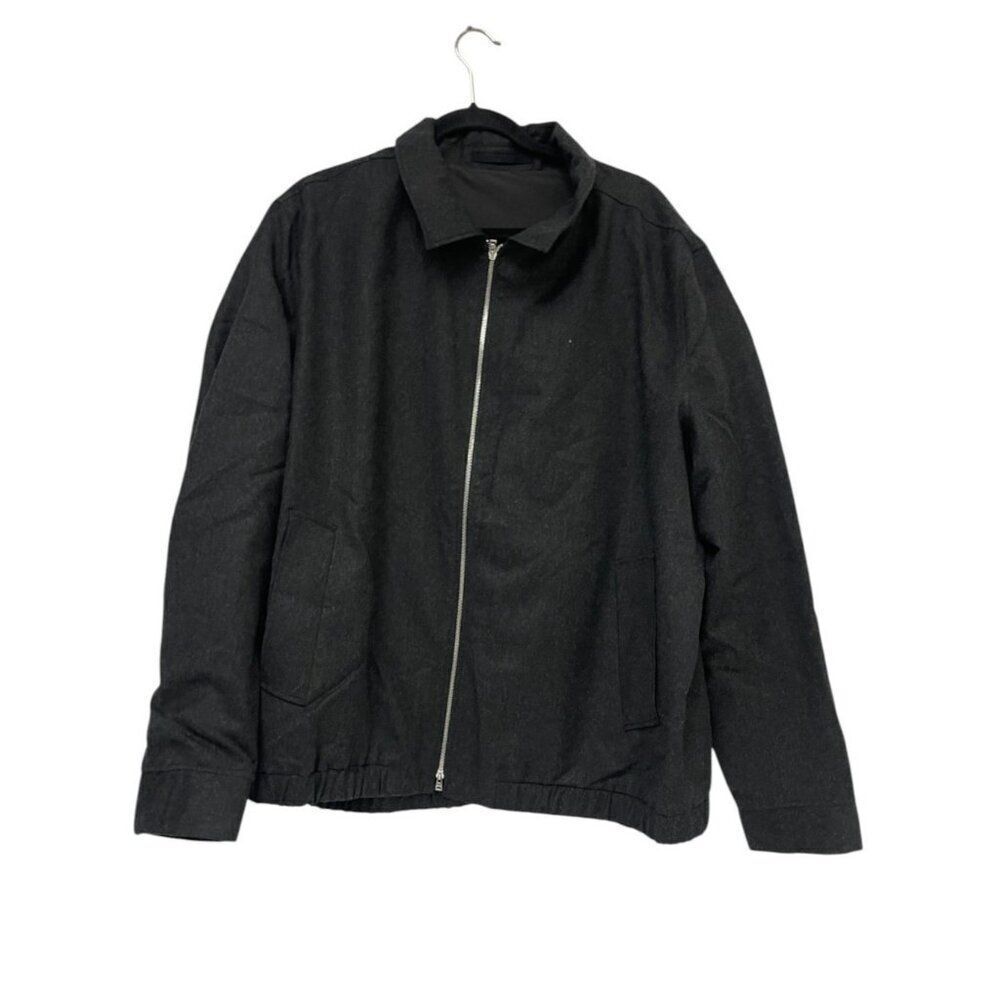 Massimo Dutti Mens Wool Bomber Jacket Coat 2XL XXL Gray Full Zip 2007/138 NWT